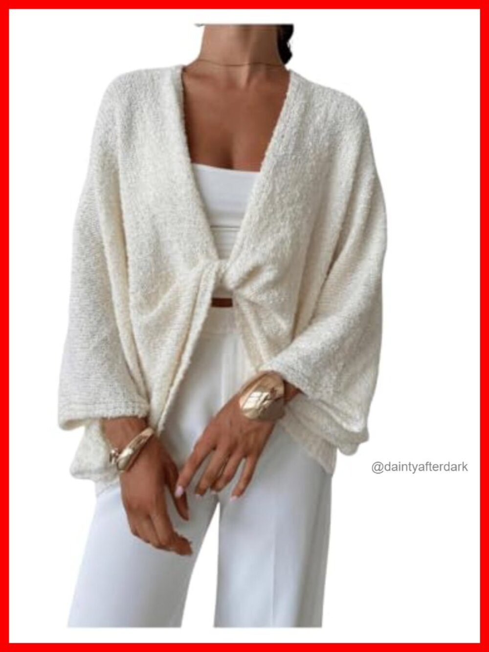Oversized Wrap Sweater Cropped Bat Wing Knit Pullover V-Neck Loose Fit